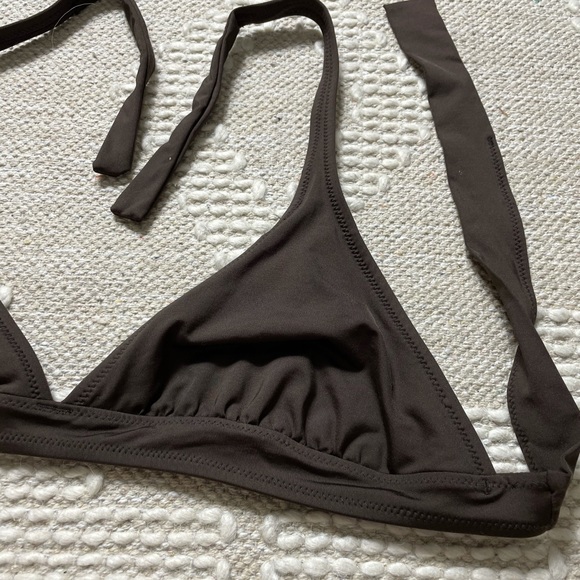 Women’s Deep Chocolate Brown Tie Halter Swimsuit - Picture 2 of 7